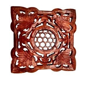 Vintage Hand Carved Wooden Trivet